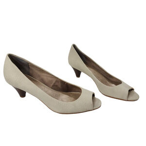 Giani Bernini Peep Toe Pumps Heels 8 Womens Shoes Soria Cream Snake Print Career